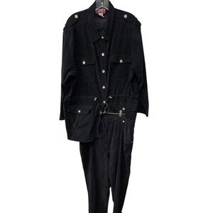 Vintage Denim and Co Faux Suede Pants and Jacket Suit Women’s Size 1X Black